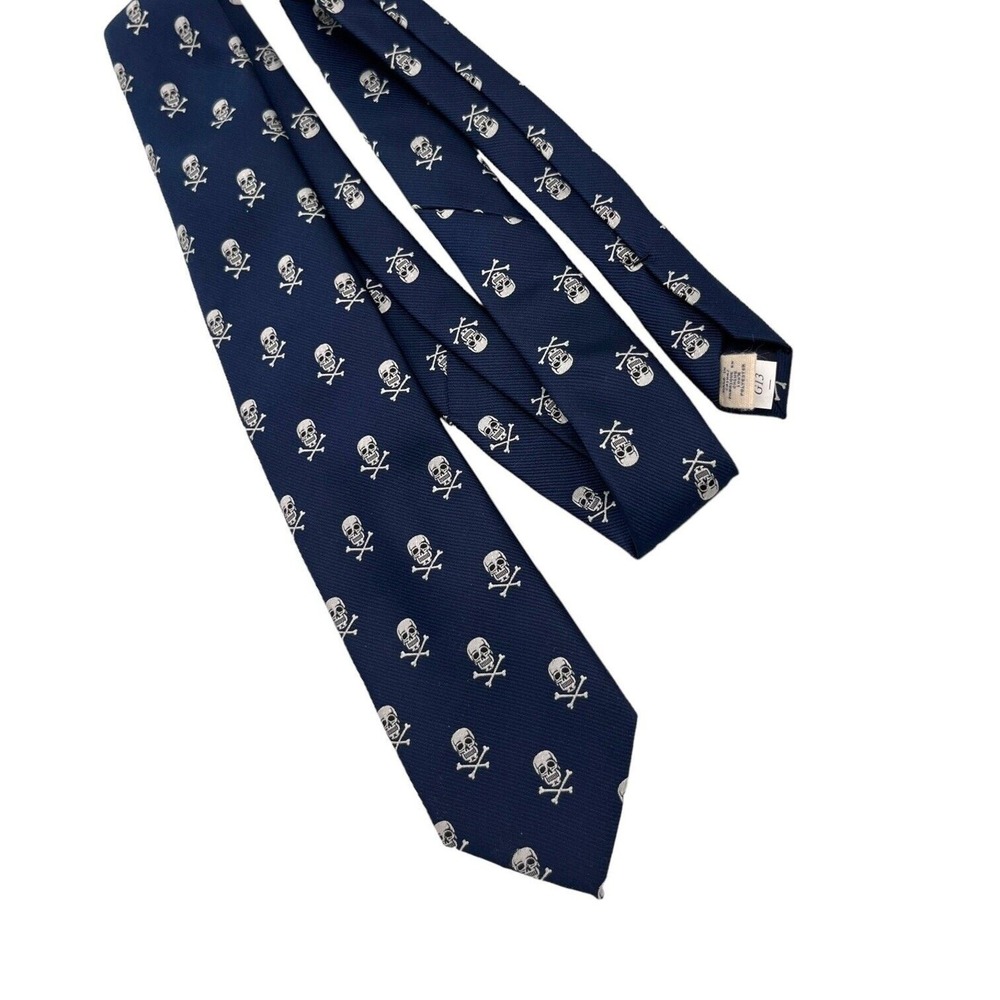 Lands End Necktie Blue White Skull Crossbones Pirates Uniform Boys School EUC - Picture 6 of 6